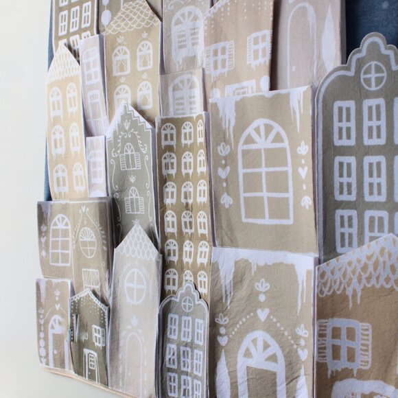 Large Handmade Gingerbread Town Holiday Advent Countdown Pocket Calendar - Picture 6 of 14